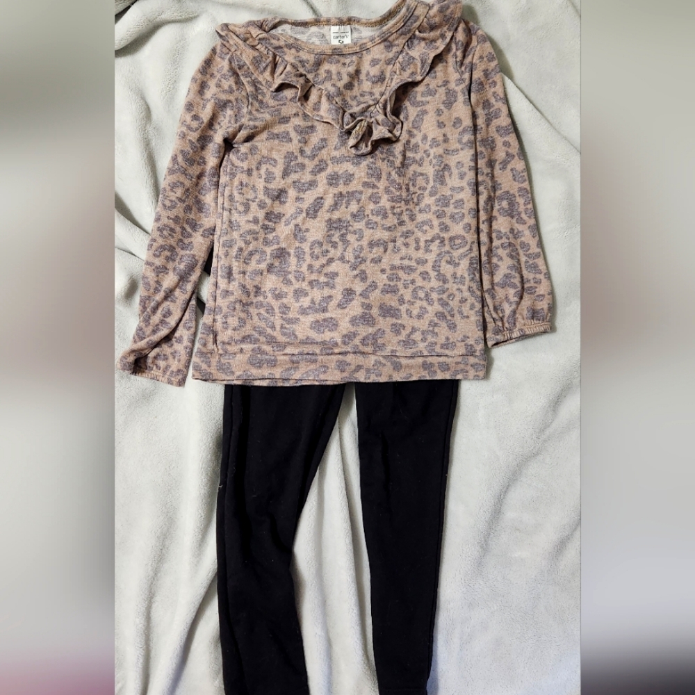 5T outfit, cheetah Carter's shirt, black Garanimals pants